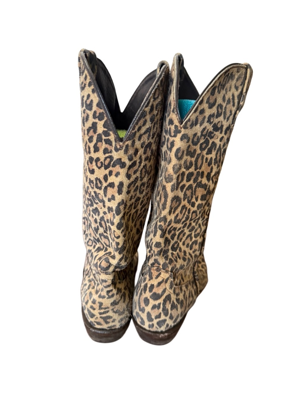 Leopard Print Women's Western Boots by Pecos Bill -Tan Black -Size 8 - Picture 4 of 12
